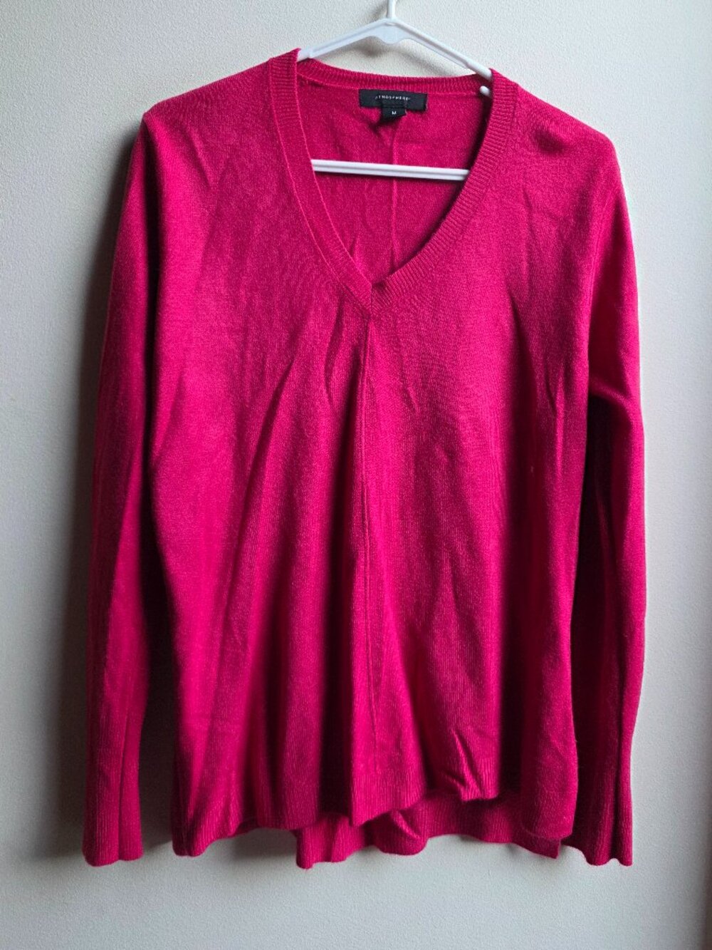 Atmosphere Hot Pink V-Neck Sweater Size Medium